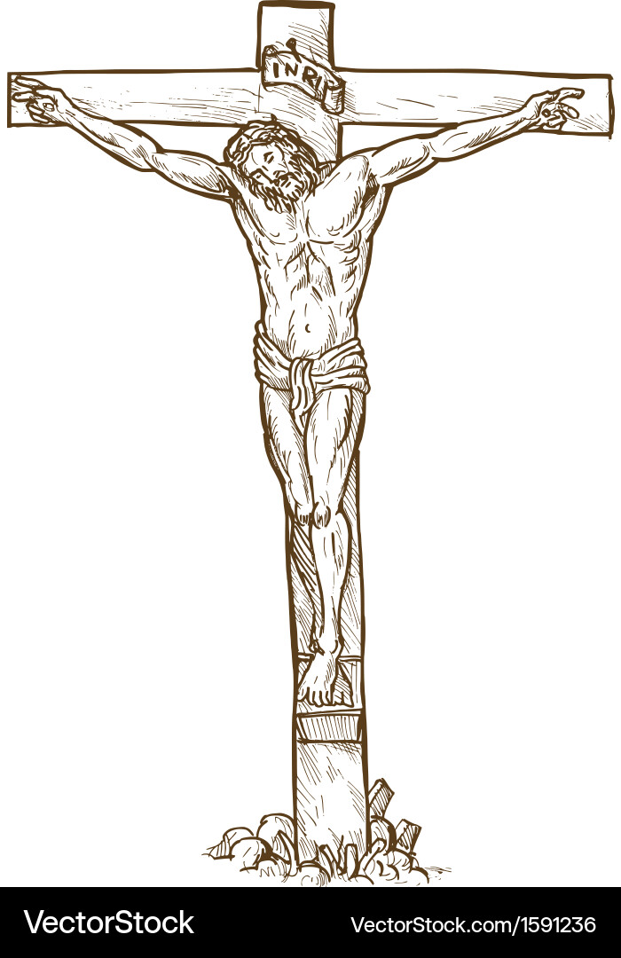 Jesus christ hanging on the cross Royalty Free Vector Image