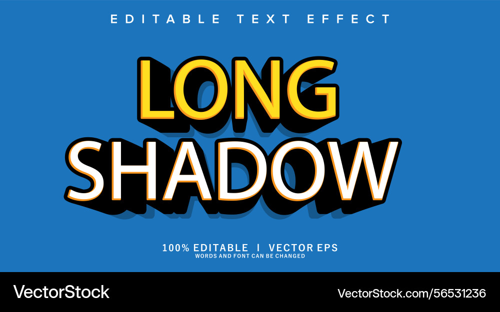 Long shadow text effect with modern style design Vector Image