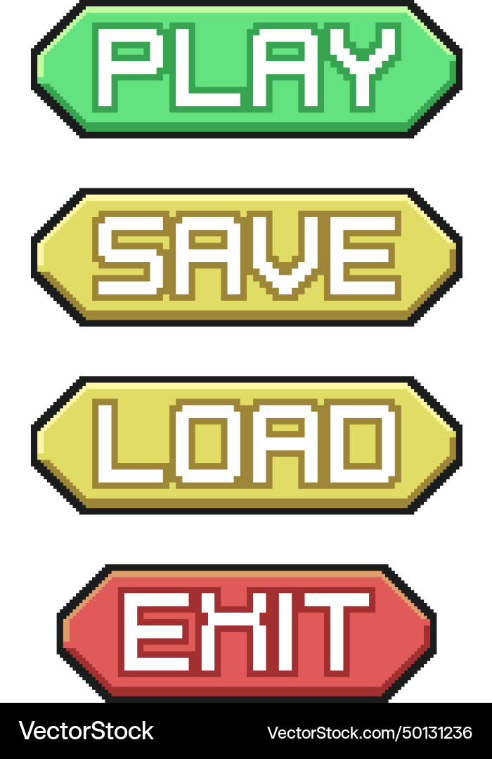 Menü-Schnittstelle Tasten Pixel Art Set 8 Bit Menü-Schnittstelle Tasten Pixel Art Set 8 Bit vektorbild