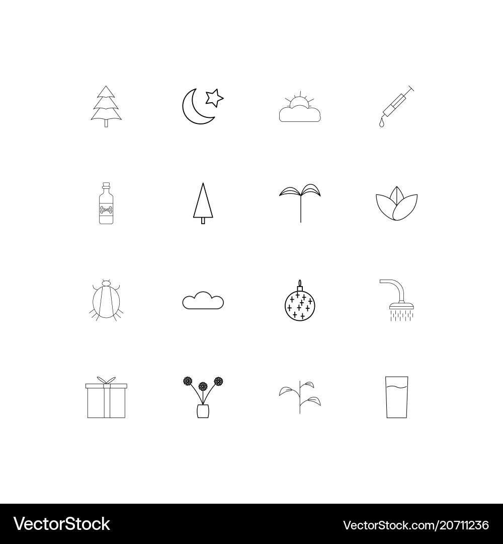Nature simple linear icons set outlined Vector Image