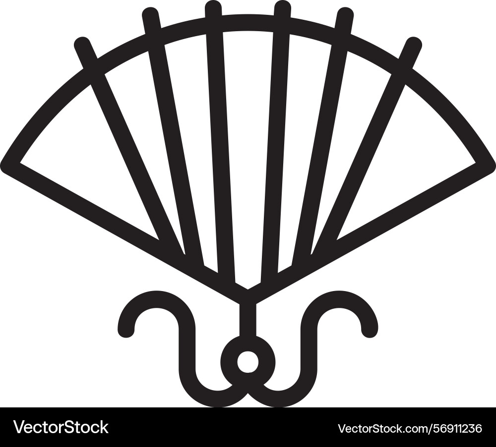 Paper fan linear style icon design vector image
