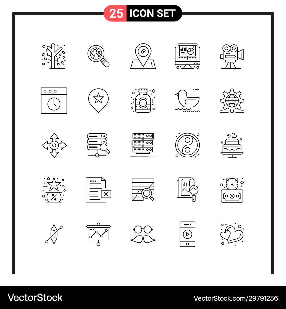 Set 25 line style icons for web and mobile Set 25 line style icons for web and mobile vector image
