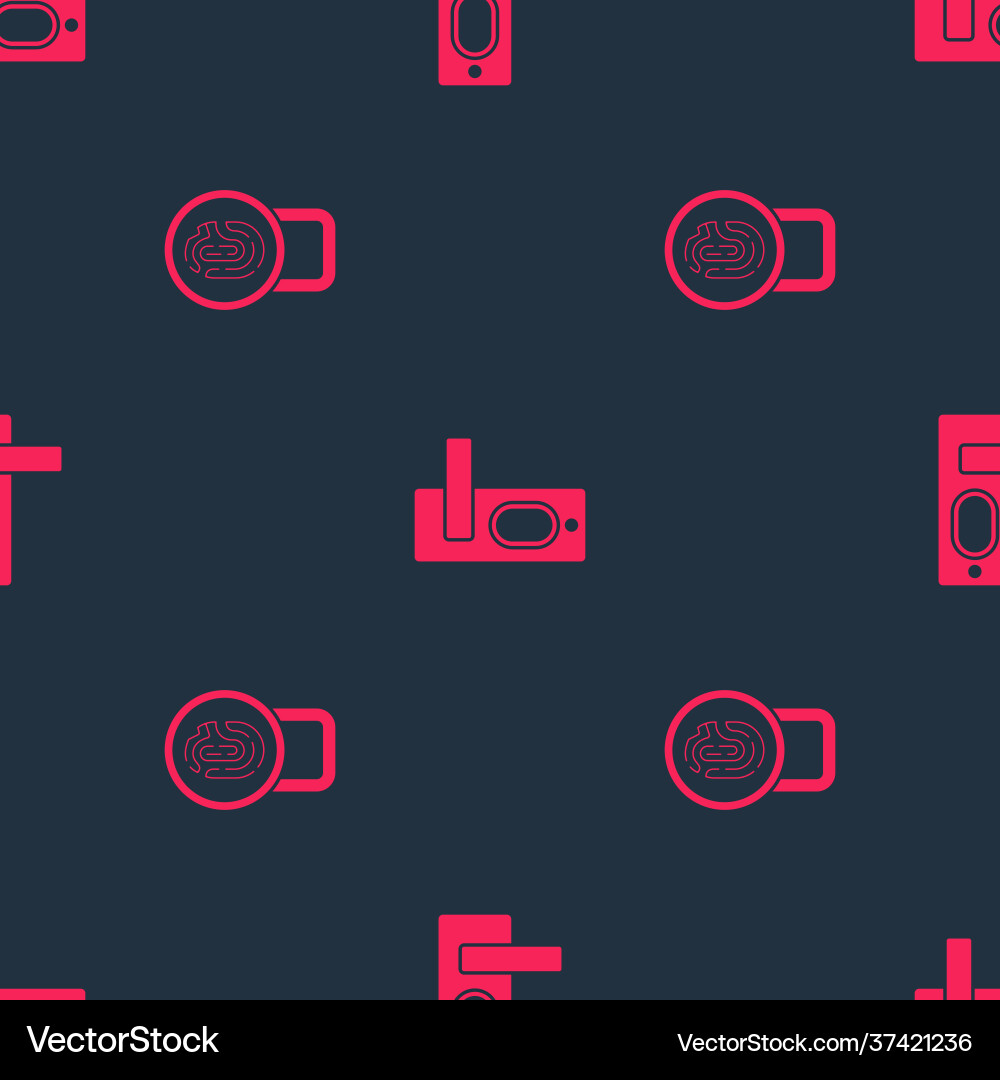 Set fingerprint with lock and door on seamless Set fingerprint with lock and door on seamless vector image