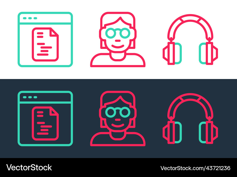 Set-Line-Kopfhörer Software und Hacker oder Coder Set-Line-Kopfhörer Software und Hacker oder Coder vektorbild