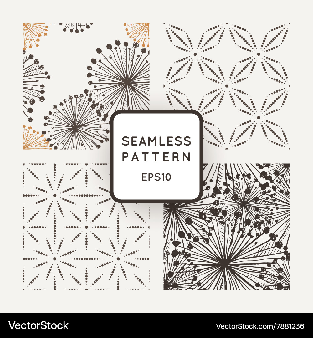 Set of seamless patterns with grungy hand vector image