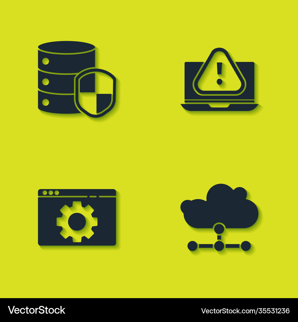 Set server with shield network cloud connection Set server with shield network cloud connection vector image