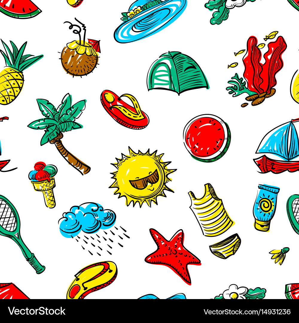 Summer objects seamless pattern Vector Image