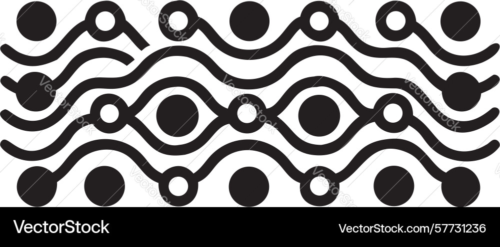 Wavy lines dots pattern retro abstract geometric vector image