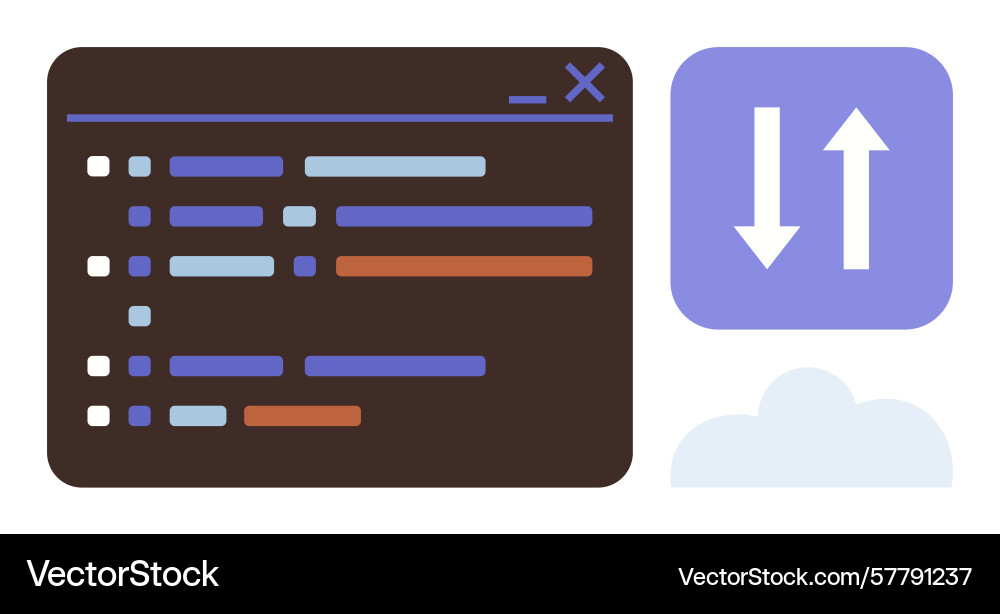 Code Editor-Schnittstelle mit Upload und Download Code Editor-Schnittstelle mit Upload und Download Vektorbild