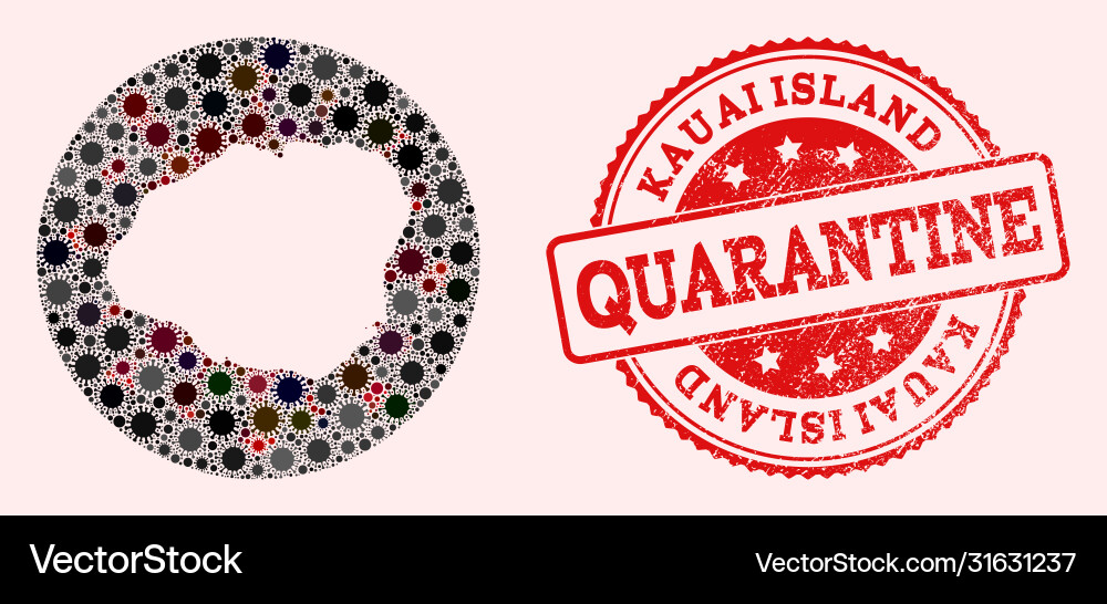 Covid19 virus hole circle map kauai island mosaic Vector Image
