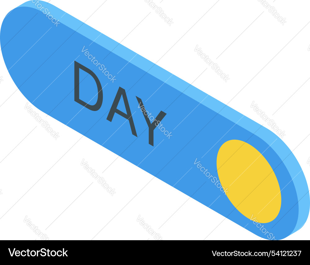 Day toggle button showing daily mode setting Day toggle button showing daily mode setting vector image