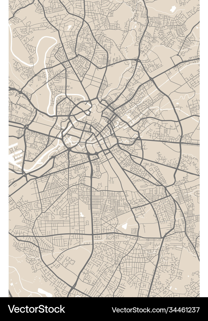 Detailed map manchester city linear print Detailed map manchester city linear print vector image