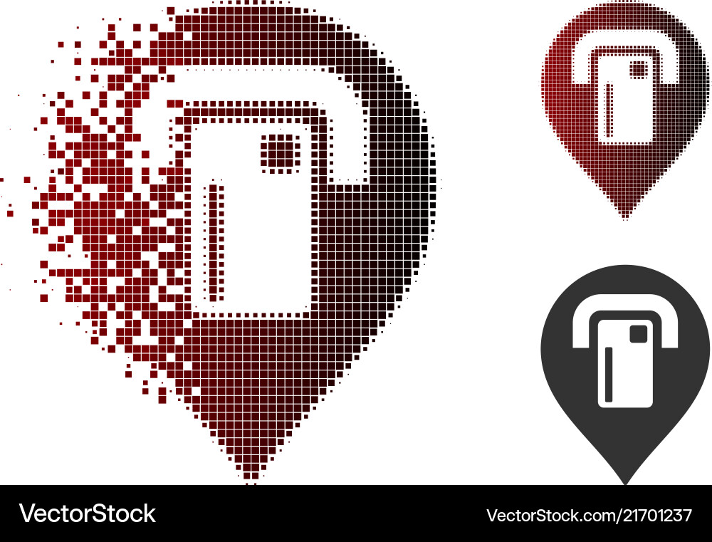Disappearing pixel halftone atm map pointer icon Disappearing pixel halftone atm map pointer icon vector image