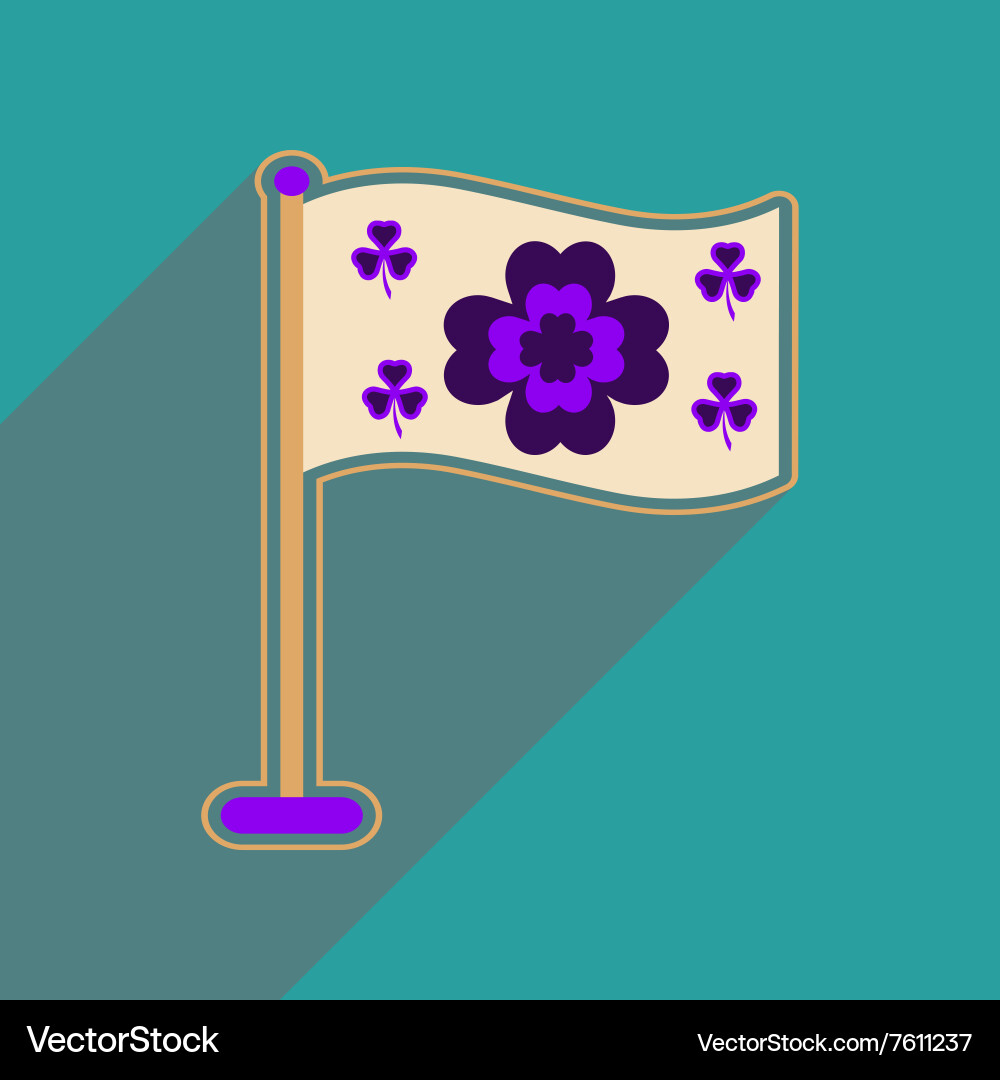 Flat web icon with long shadow flag clover vector image