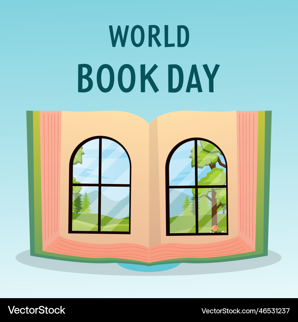 Gradient world book day with has windows Gradient world book day with has windows Vector Image