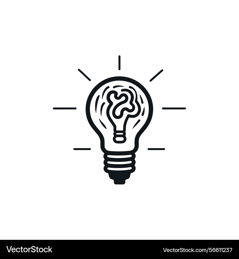 Idea bulb with brain maze isolated on transparent Vector Image