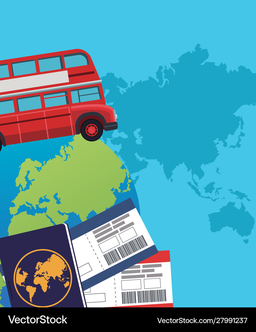 London Bus und Globus mit Passkarten London Bus und Globus mit Passkarten vektorbild