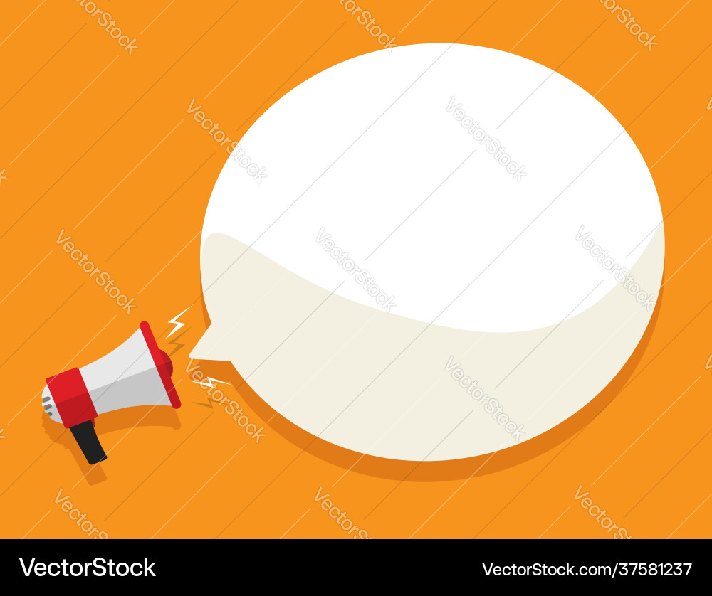 Loud megaphone message template with blank empty Loud megaphone message template with blank empty vector image