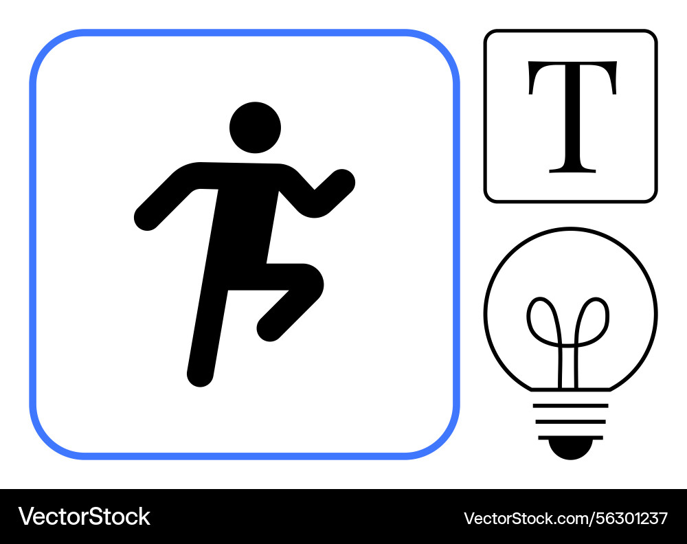 Minimalistic person running icon with text Vector Image