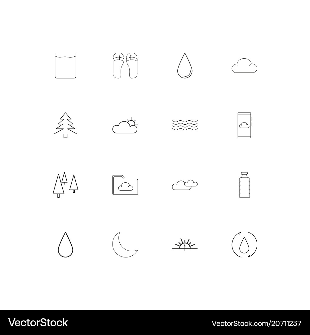 Nature simple linear icons set outlined Vector Image