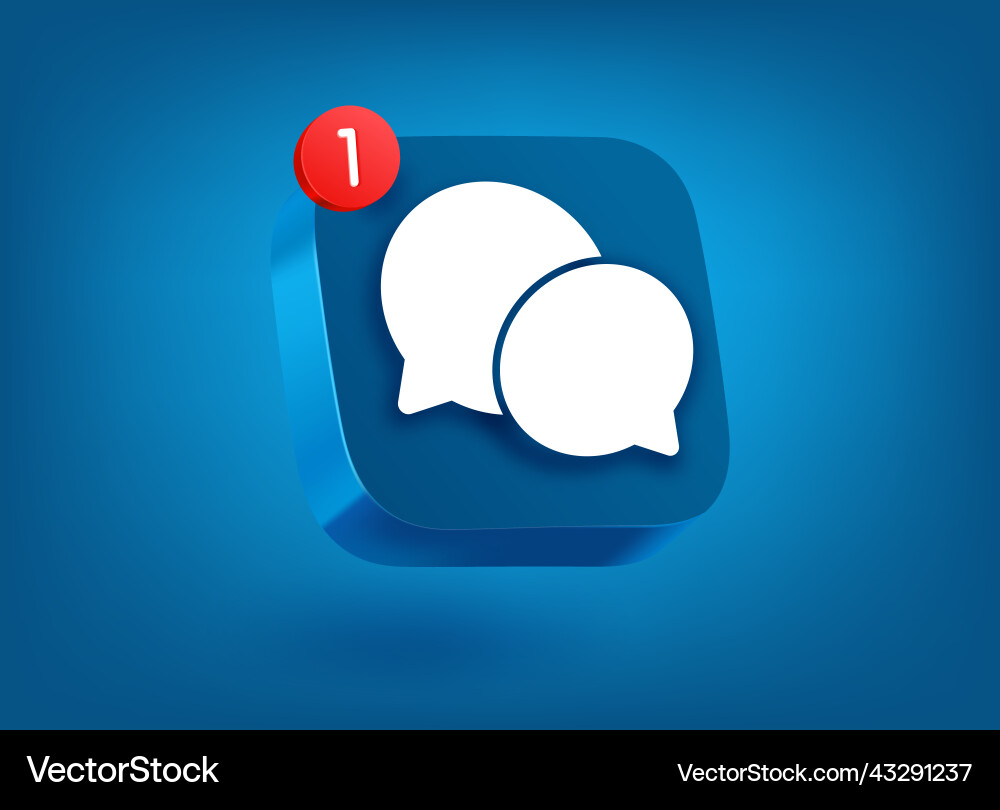 New chat message 3d mobile application icon vector image