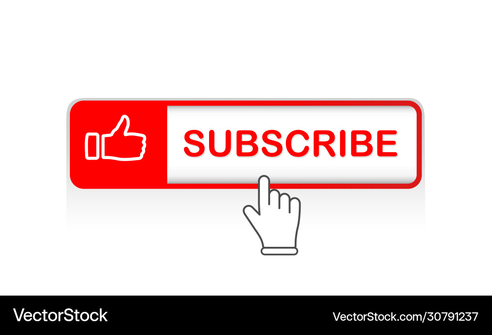 Red subscribe button with mouse pointer Red subscribe button with mouse pointer Vector Image