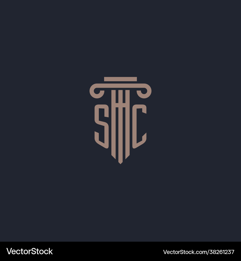 Sc initial logo monogram with pillar style design Sc initial logo monogram with pillar style design Vector Image