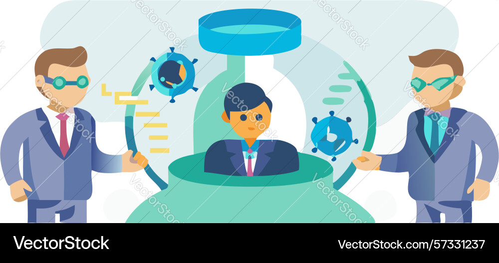 Scientist with brain in futuristic lab design vector image