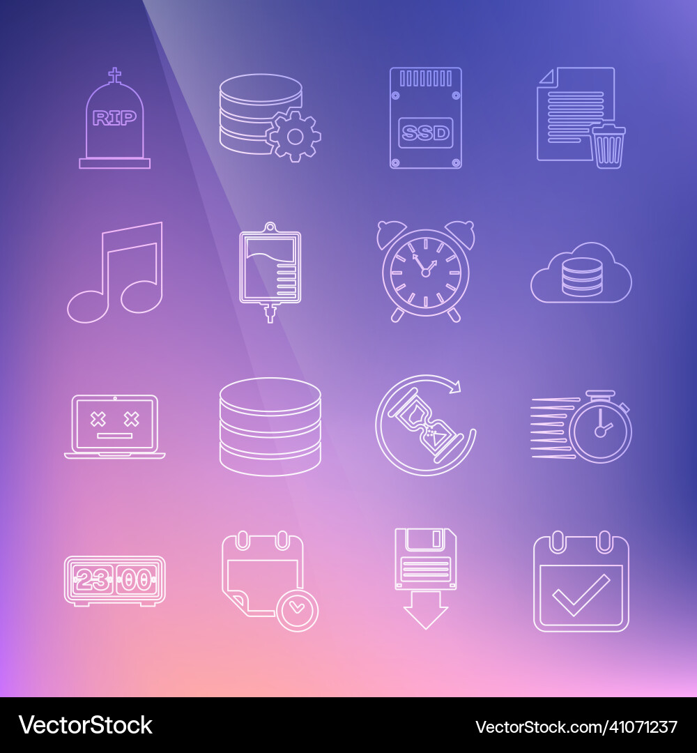 Set line calendar with check mark stopwatch Set line calendar with check mark stopwatch vector image