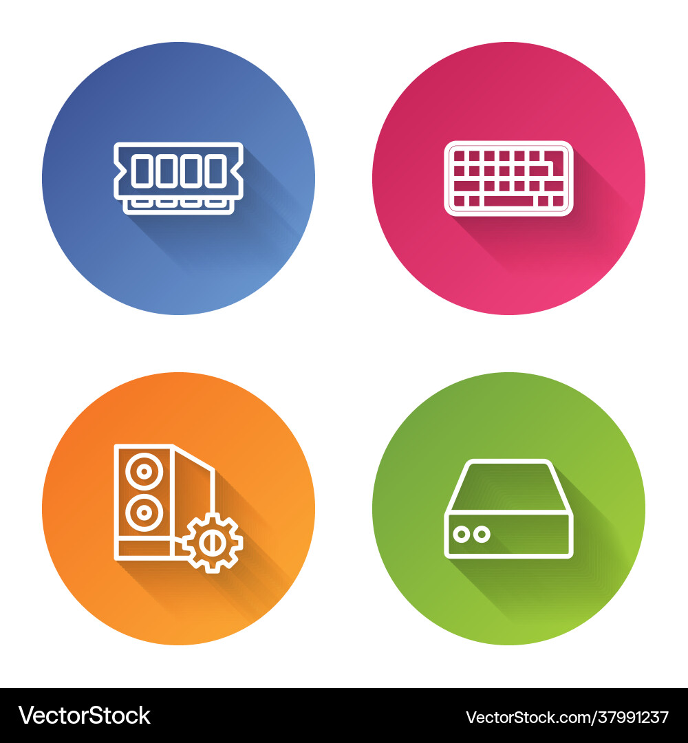 Set line ram random access memory keyboard case Set line ram random access memory keyboard case vector image