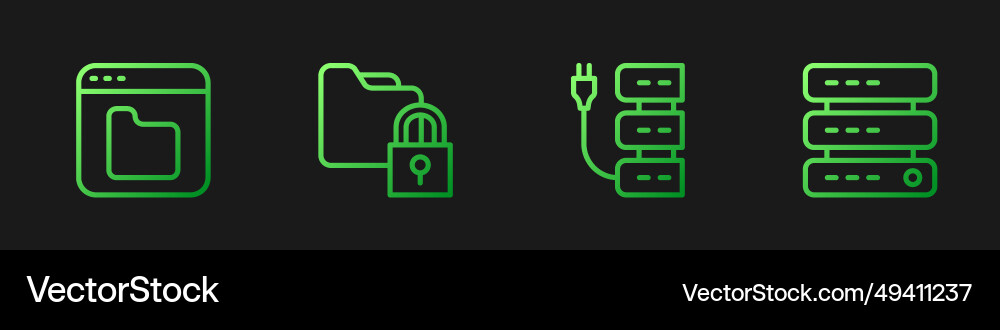Set line server browser files folder and lock Set line server browser files folder and lock vector image