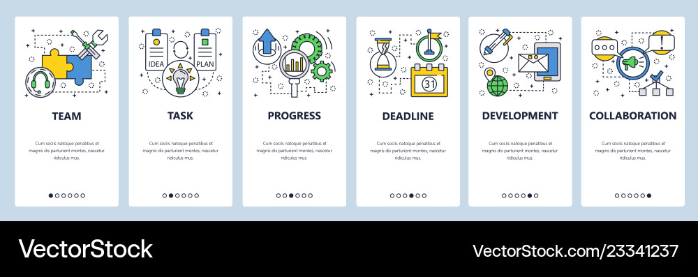 Web site onboarding screens task progress vector image