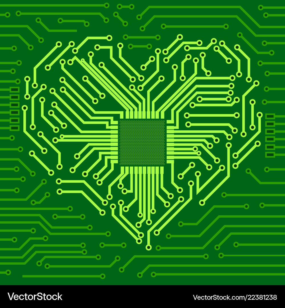 3D Computer Chip with Heart Icon vector image