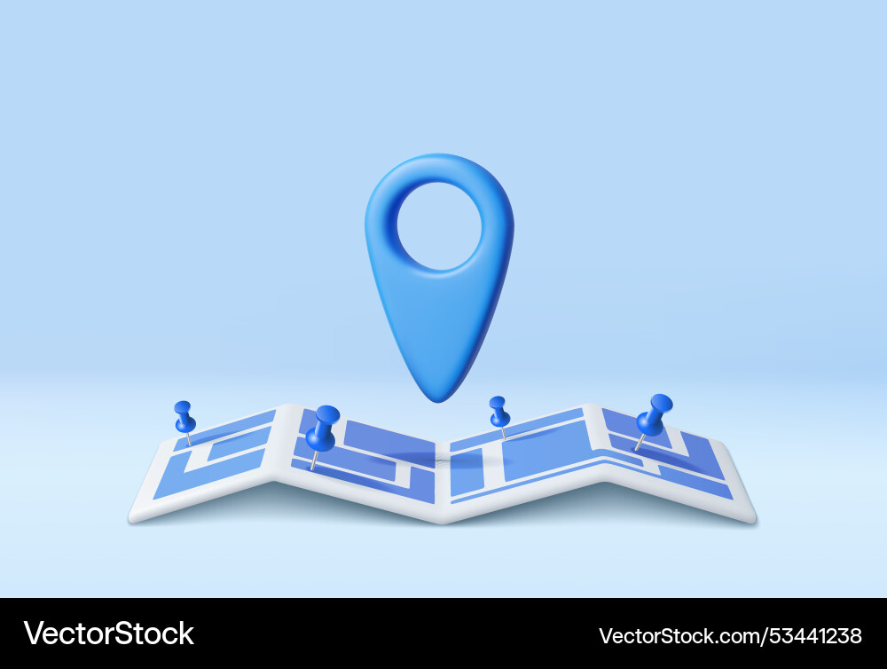 3d locator mark on map 3d locator mark on map vector image