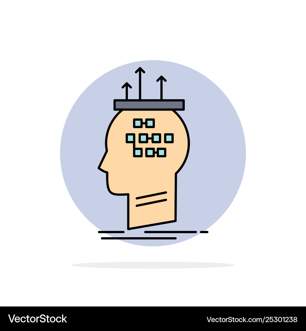 Algorithm brain conclusion process thinking flat Algorithm brain conclusion process thinking flat vector image