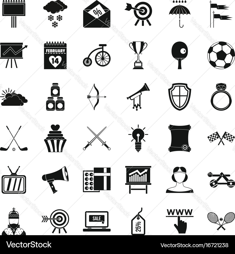 Arrow in target icons set simple style Vector Image