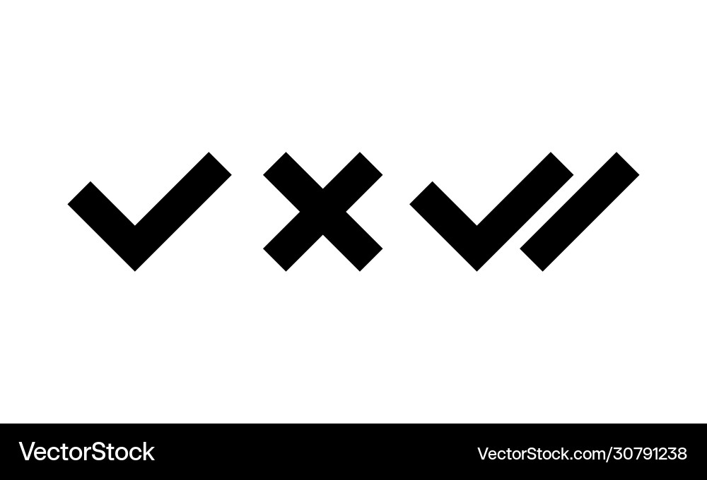 Checkmark double right symbol icon set wrong Checkmark double right symbol icon set wrong Vector Image