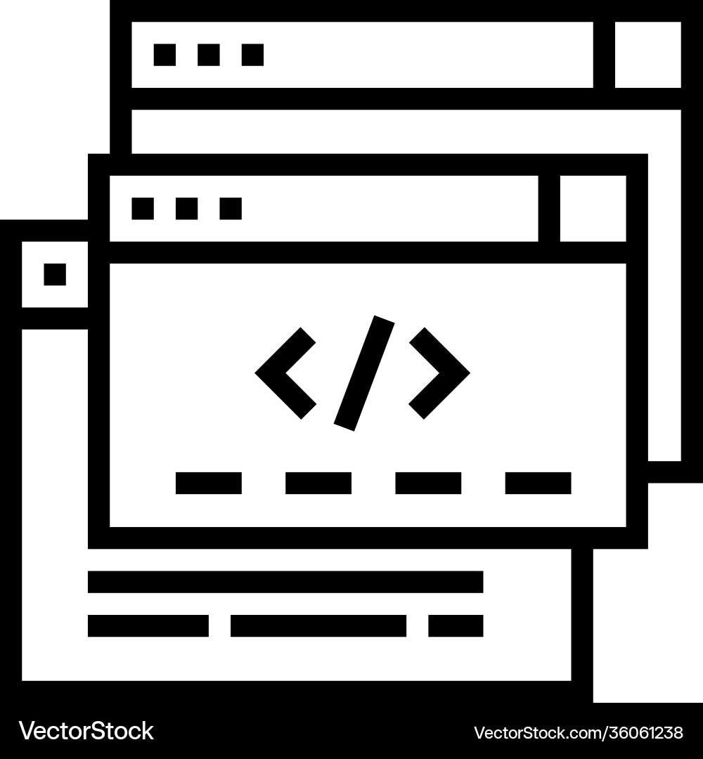 Code windows line icon Code windows line icon vector image