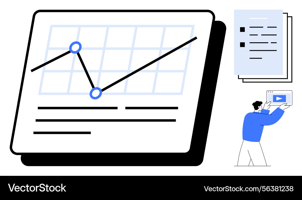 Data analysis with line graph and multimedia tools Data analysis with line graph and multimedia tools vector image