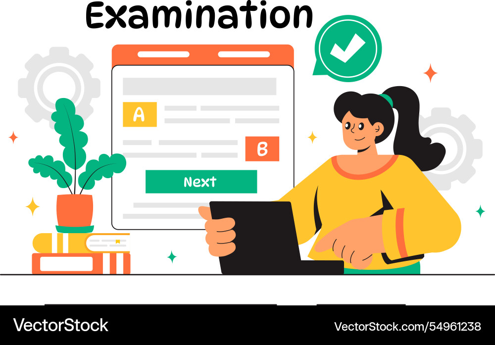Examination paper featuring an online exam answer Examination paper featuring an online exam answer vector image