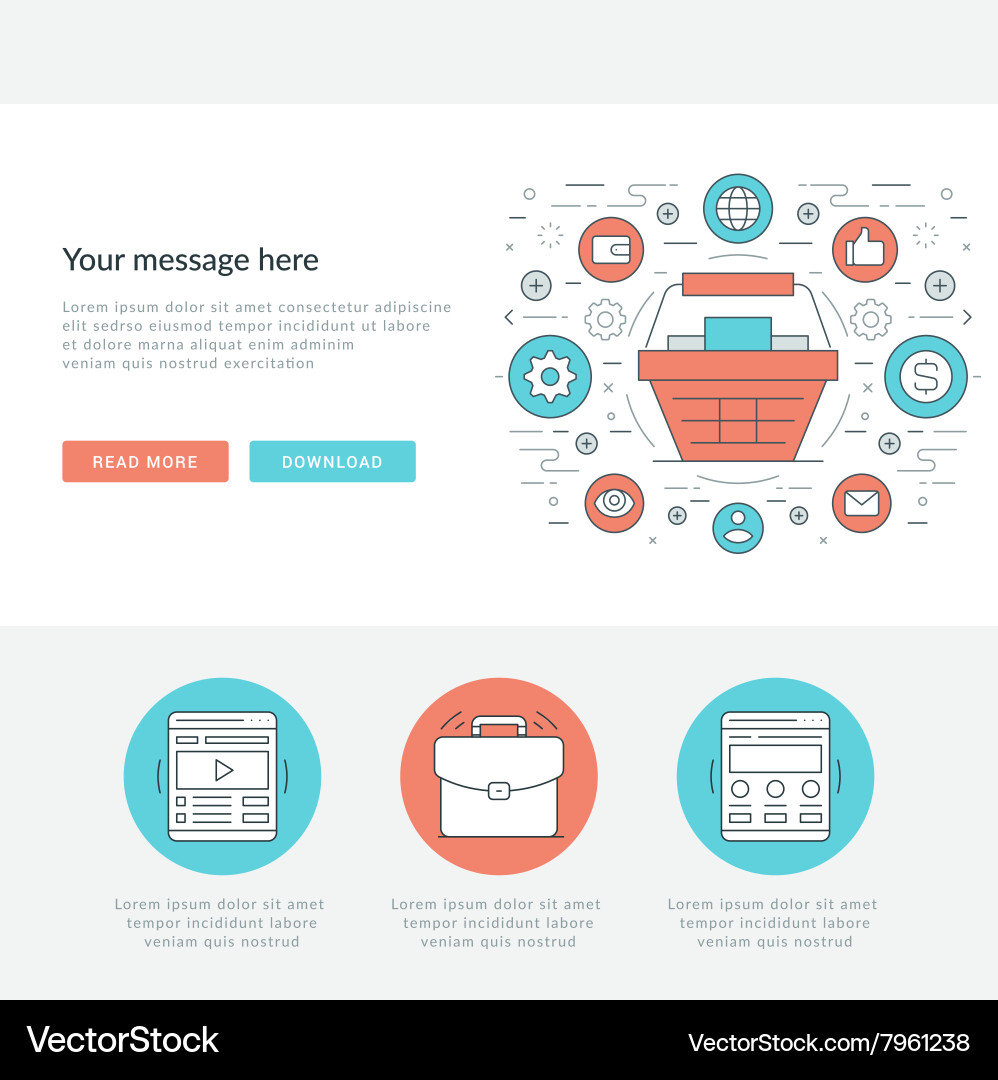 Flat line business concept web site header vector image
