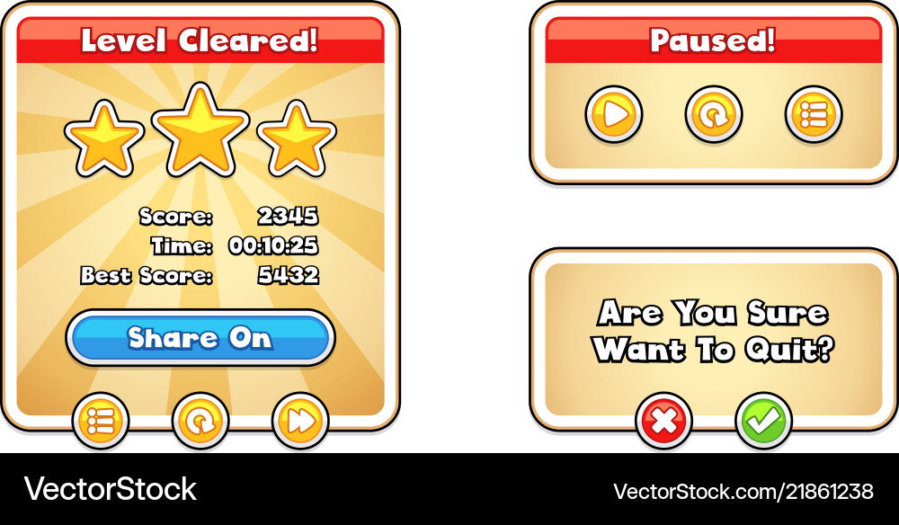 Game user interface templates vector image