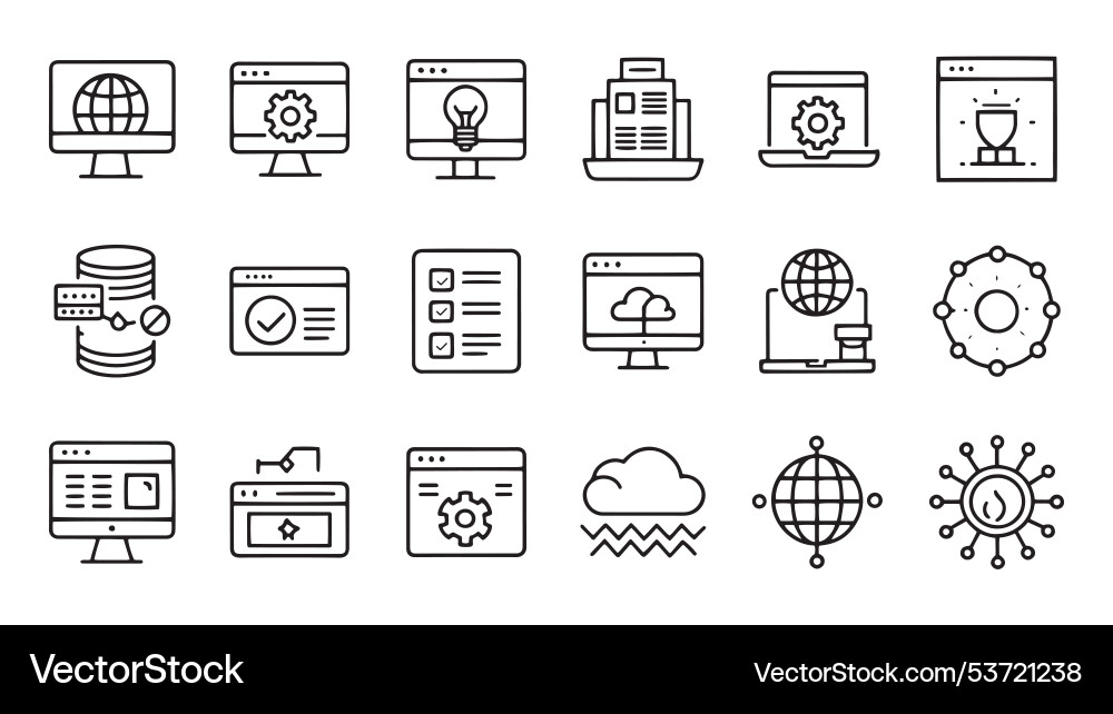 Information technology web icon set in line style Information technology web icon set in line style Vector Image