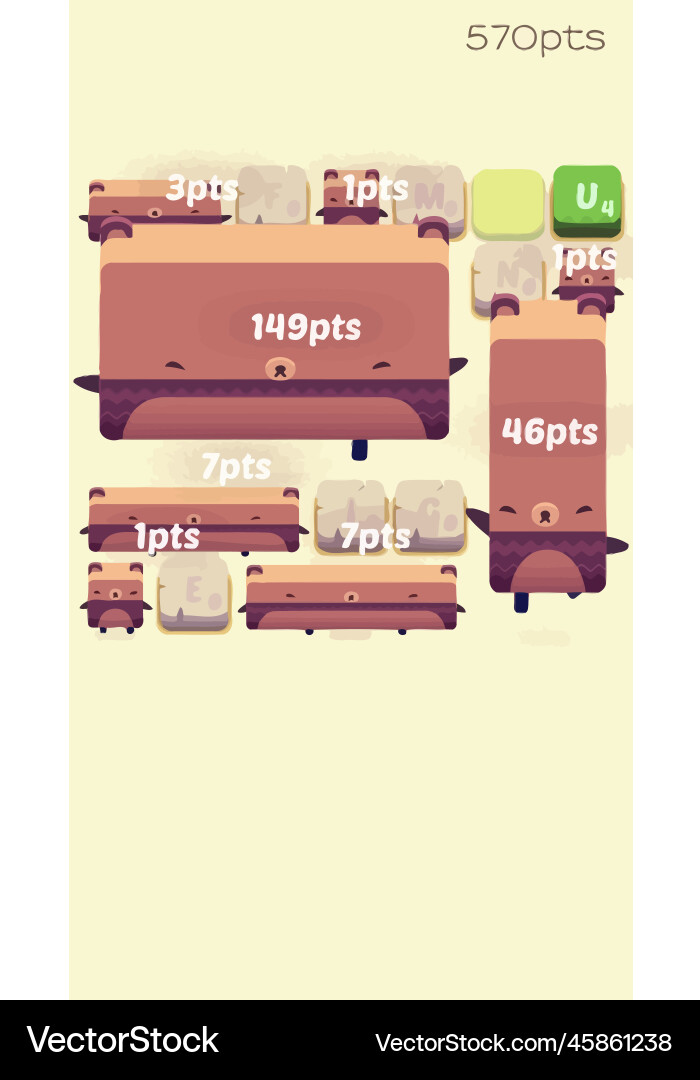 Komplettes Set von Level-Taste Spiel ui Pop-up-Symbol vektorbild