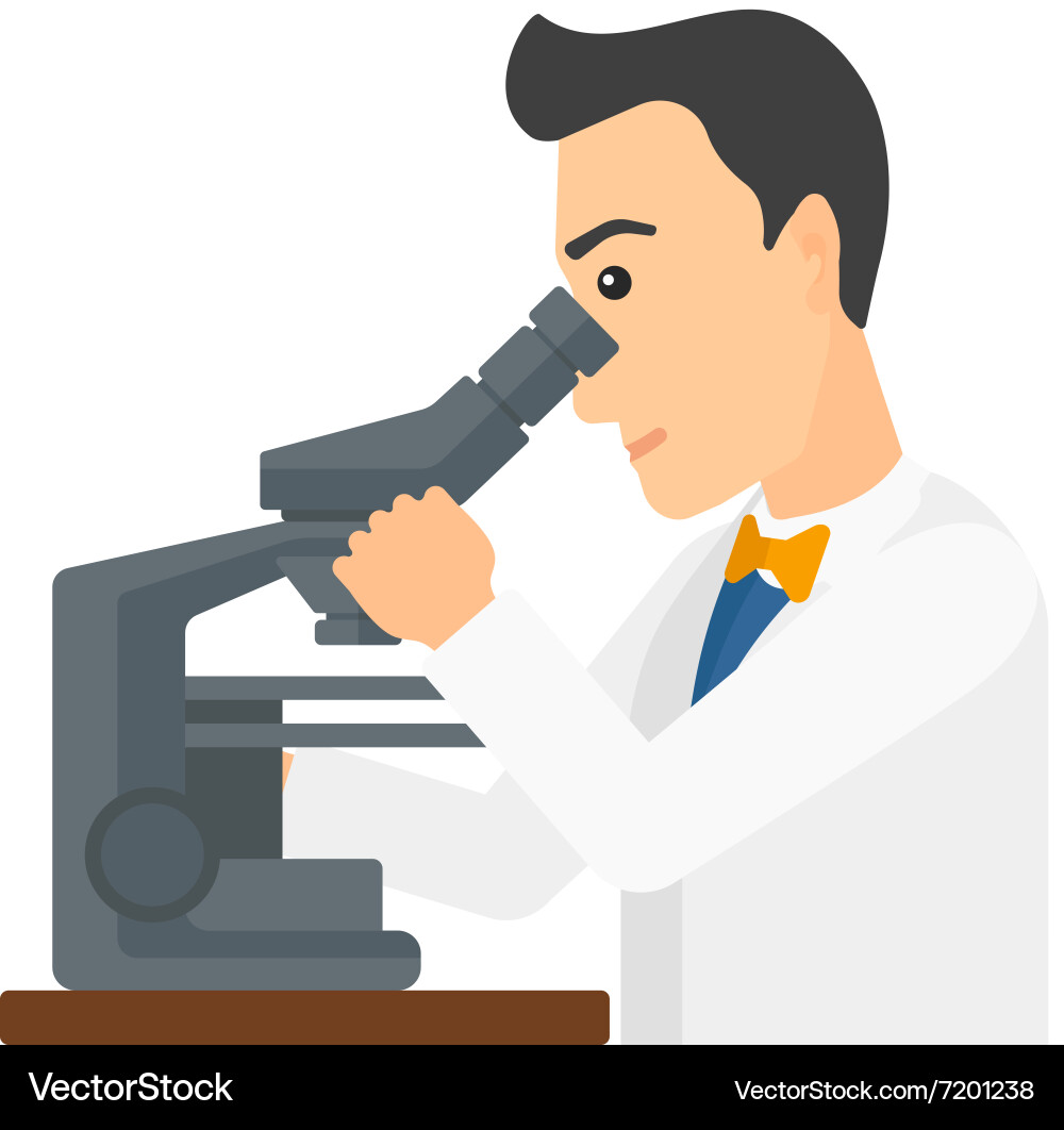 Laboratory assistant with microscope vector image