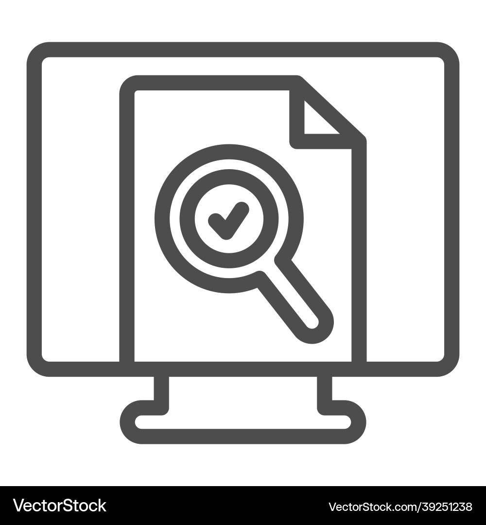 Monitor monoblock with document file and loupe Monitor monoblock with document file and loupe vector image