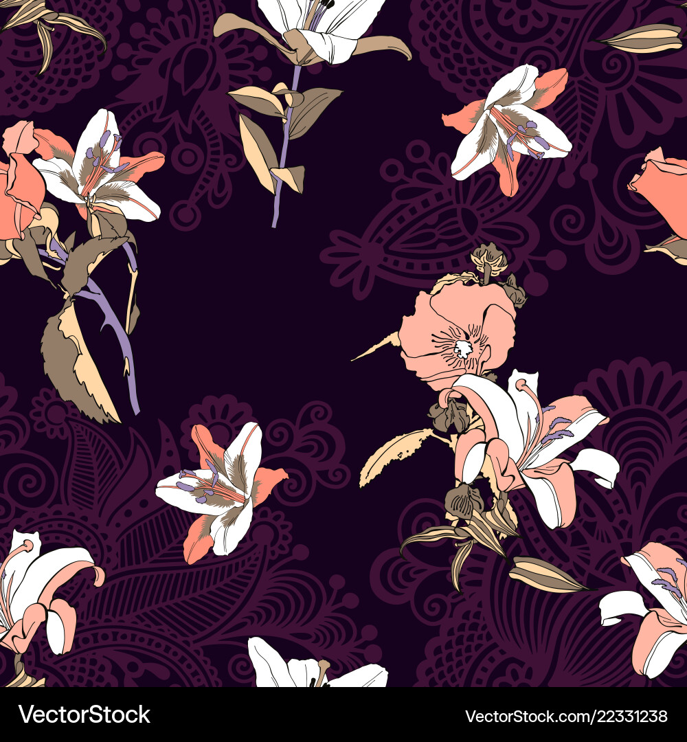 Original trendy seamless artistic flower pattern Vector Image
