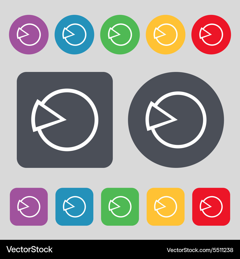 Pie chart graph icon sign a set of 12 colored vector image