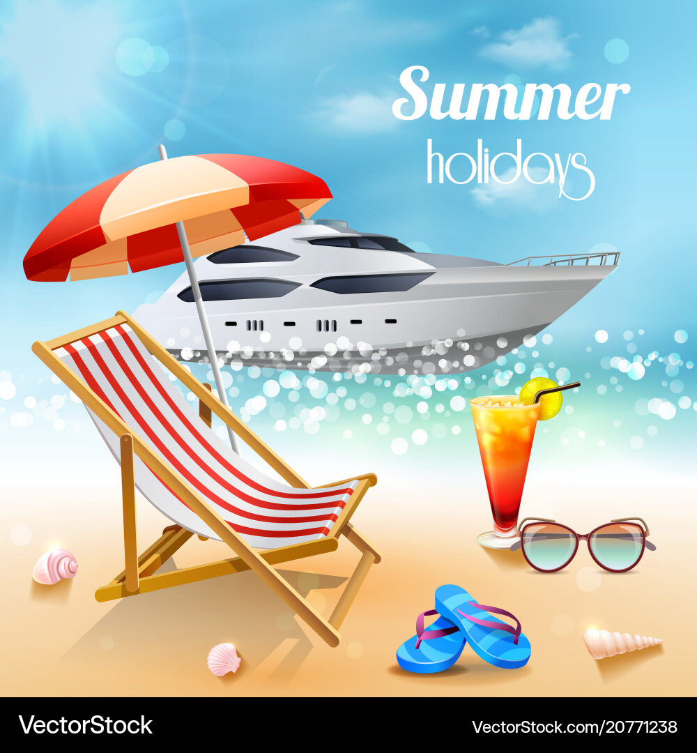 Realistic summer holidays composition Realistic summer holidays composition vector image