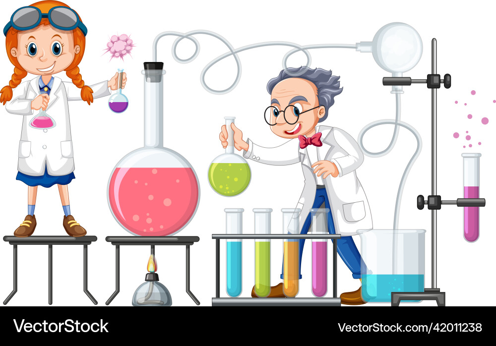 Scientist doing science experiment in the lab Scientist doing science experiment in the lab vector image